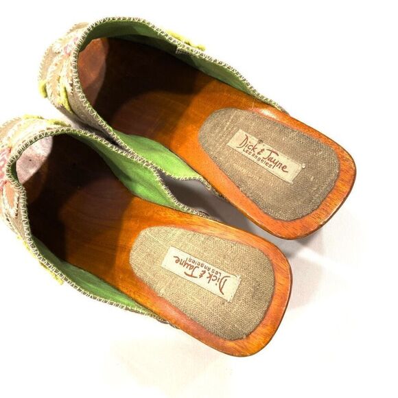 DICK & JANE Wood & Canvas Clog Sandals - Picture 6 of 8